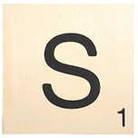 Houten Bordje 10x10x0.5cm - S - Zwarte Letter/Woordwaarde - Onbehandeld - Onderzetter/Homedeco