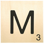 Houten Bordje 10x10x0.5cm - M - Zwarte Letter/Woordwaarde - Onbehandeld - Onderzetter/Homedeco