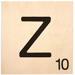 Houten Bordje 10x10x0.5cm - Z - Zwarte Letter/Woordwaarde - Onbehandeld - Onderzetter/Homedeco