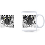 Beker - Tijgerkop Zwart/Wit met gekleurde Ogen