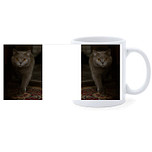 Beker - Donkergrijze Poes met gele ogen