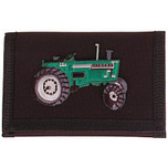 Zwarte klittenbandportemonnee 12x9cm - Applicatie Trekker Groen 7,5x5cm