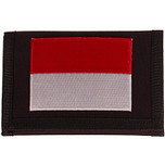 Zwarte klittenbandportemonnee 12x9cm - Applicatie 8x6cm vlag Indonesië