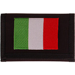 Zwarte klittenbandportemonnee 12x9cm - Applicatie 8x6cm vlag Italië