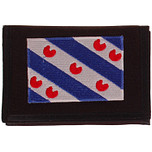 Zwarte klittenbandportemonnee 12x9cm - Applicatie 8x6cm vlag Fries