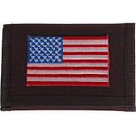 Zwarte klittenbandportemonnee 12x9cm - Applicatie 8x6cm vlag Amerika