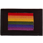 Zwarte klittenbandportemonnee 12x9cm - Applicatie 8x6cm vlag Regenboog