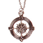 Kinderketting RVS Zilverkleurig 45cm - Hangertje Windroos/Kompas Zilverkleurig 2,5cm