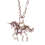 Kinderketting RVS Zilverkleurig 45cm - Hangertje Eenhoorn Zilverkleurig 1,5cm