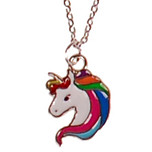 Ketting RVS Zilverkleurig 55cm - Hangertje Emaille Eenhoorn Zilverkleurig 1,5cm