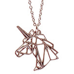 Ketting RVS Zilverkleurig 55cm - Hangertje Eenhoorn Geometrisch Zilverkleurig 3,5cm