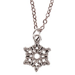 Kinderketting Zilverkleurig 45cm - Hangertje sneeuwvlokje zilverkleurig 1,2cm