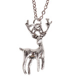 Kinderketting Zilverkleurig 45cm - Hangertje Hert zilverkleurig 3x2cm