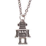 Kinderketting Zilverkleurig 45cm - Hangertje Robot zilverkleurig 2cm