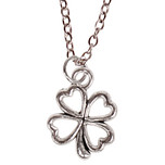 Kinderketting Zilverkleurig 45cm - Hangertje Klavertje vier zilverkleurig 1,5cm