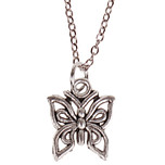 Kinderketting Zilverkleurig 45cm - Hangertje Vlinder zilverkleurig 1,2cm