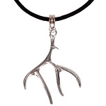 Veterketting Zwart Fluweel - Zilverkleurige Sluiting - 45cm - Hanger Gewei zilverkleurig 5x4cm