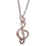 Kinderketting Zilverkleurig 45cm - Hangertje Muzieksleutel zilverkleurig 2cm