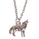 Ketting Zilverkleurig 55cm - Hangertje Huilende Wolf zilverkleurig 1,8cm
