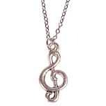 Ketting Zilverkleurig 55cm - Hangertje Muzieksleutel zilverkleurig 2cm