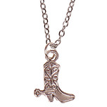Ketting Zilverkleurig 55cm - Hangertje Cowboylaars zilverkleurig 1,3cm