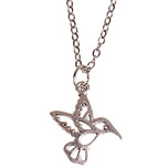 Ketting Zilverkleurig 55cm - Hangertje Kolibrie zilverkleurig 1,8cm