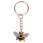 Sleutelhanger - Zilverkleurige Sleutelring - Hangertje Emaille Bij Zilverkleurig 1,5x2,5cm  