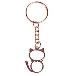 Sleutelhanger - Zilverkleurige Sleutelring - Hangertje Poesje met Strass steentjes Zilverkleurig 2,5cm  