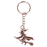 Sleutelhanger/Tashangertje - Zilverkleurige Sleutelring - Hangertje Heks op Bezem Zilverkleurig 3x3,5cm