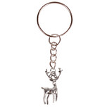 Sleutelhanger - Zilverkleurige Sleutelring - Hangertje Hert zilverkleurig 3x2cm