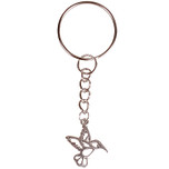 Sleutelhanger - Zilverkleurige Sleutelring - Hangertje Kolibrie zilverkleurig 1,8cm