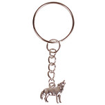 Sleutelhanger - Zilverkleurige Sleutelring - Hangertje Huilende Wolf zilverkleurig 1,8cm