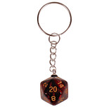 Sleutelhanger/Tashangertje - Zilverkleurige Sleutelring - Hanger DnD D20 dobbelsteen zwart/rood 2,5cm