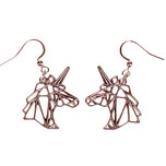 Oorbellen Zilverkleurig - Hangertjes Eenhoorn Hoofd Geometrische Lijnen 