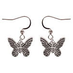 Oorbellen Zilverkleurig - Hangertje Vlindertje zilverkleurig 2cm