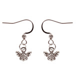 Oorbellen Zilverkleurig - Hangertje Bijtje zilverkleurig 1cm