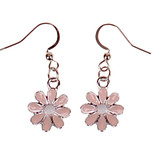 Oorbellen Zilverkleurig - Hangertjes Roze Emaille Bloemetje Zilverkleurig 1,5cm
