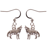 Oorbellen Zilverkleurig - Hangertje Huilende Wolf zilverkleurig 1,8cm