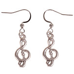 Oorbellen Zilverkleurig - Hangertje Muzieksleutel zilverkleurig 2cm