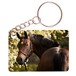 Sleutelhanger 6x4cm - Bruin Paard - Kijkt achterom