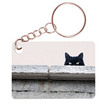 Sleutelhanger 6x4cm - Zwarte Kat - Hoofd achter stenen rand