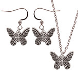Set - Ketting 55cm - Oorbellen Zilverkleurig - Hangertje Vlindertje zilverkleurig 2cm