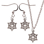 Set - Kinderketting 45cm - Oorbellen Zilverkleurig - Hangertje sneeuwvlokje zilverkleurig 1,2cm