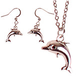 Set - Kinderketting 45cm RVS - Oorbellen Zilverkleurig - Hangertjes Dolfijntje Enkel Zilverkleurig 2cm