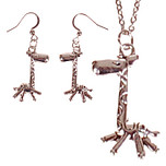 Set - Kinderketting 45cm RVS - Oorbellen Zilverkleurig - Hangertjes Giraf Zilverkleurig 2,5cm 