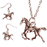 Set - Kinderketting 45cm RVS - Oorbellen Zilverkleurig - Hangertjes Paardje Galop Zilverkleurig 1,5cm