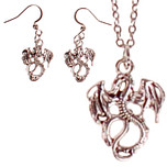 Set - Kinderketting 45cm RVS - Oorbellen Zilverkleurig - Hangertjes Draakje Zilverkleurig 2cm