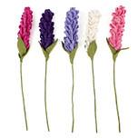 Vilten Hyacint Complete set van 5 stuks - Fuchsia/Lila/Paars/Roze/Wit - 40cm