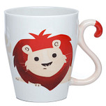 Beker Leeuw Zooniverse Gevormd Handvat Porselein - Wit - 340ml 