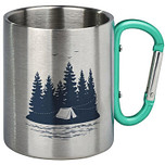 Drinkbeker RVS met karabijnhaak - Tent in Bos - Into The Wild - 300ml